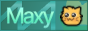 the text 'Maxy' on a greenish cyan background. on the right is a floofy cute neocat. in the background is a faded 'M' merged with an 'A'